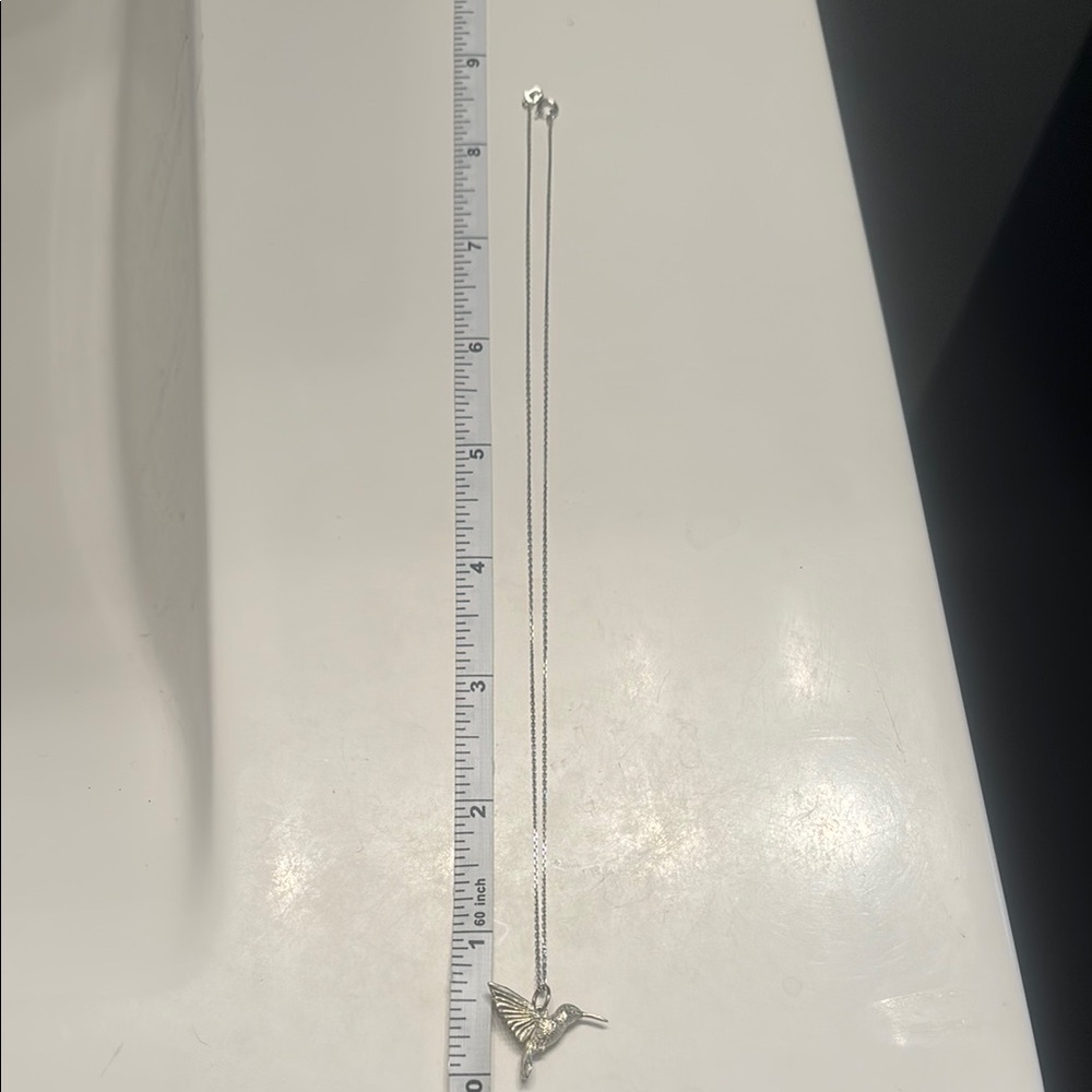 9kt white gold Hummingbird 3D Pendant with 10kt white gold Necklace